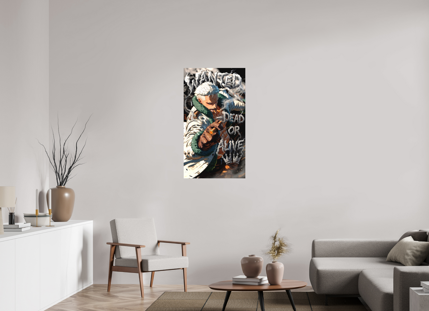 60 x 107,5 cm, METAL PRINT WANTED - SMOKER