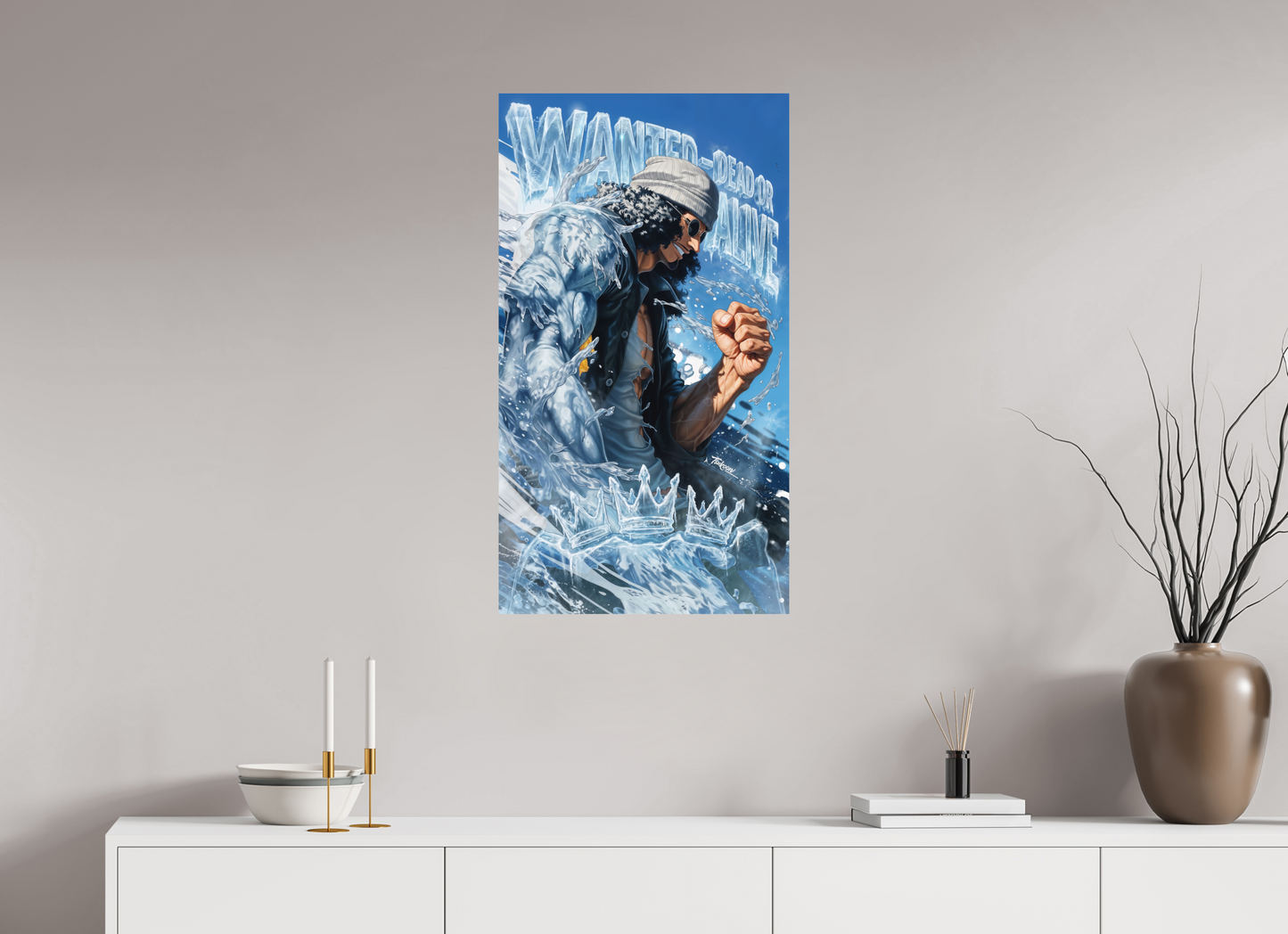 50 x 89,6 cm, METAL PRINT WANTED - KUZAN 'AOKIJI'