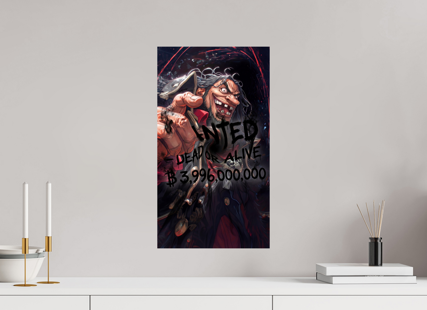 30 x 53,8 cm, PAPER PRINT WANTED - BLACKBEARD