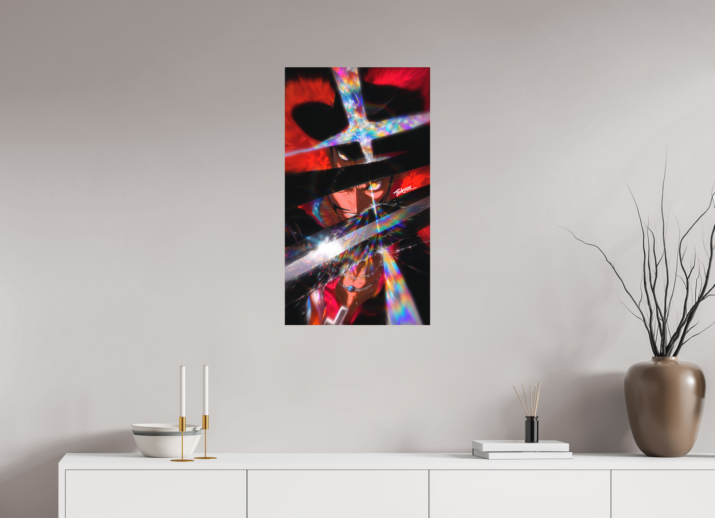 45 x 80 cm, METAL PRINT PRINTS - ASTRAL SPECTRUM - Dracule Mihawk | One Piece