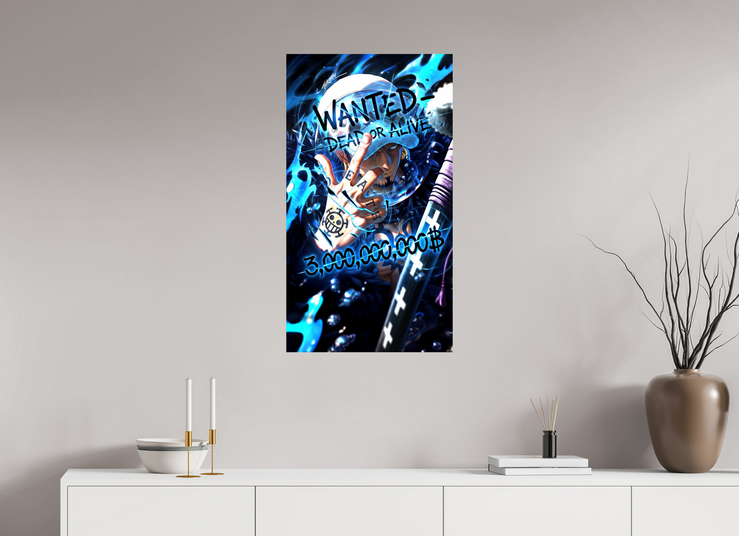 50 x 89,6 cm, PAPER PRINT WANTED - TRAFALGAR D. LAW