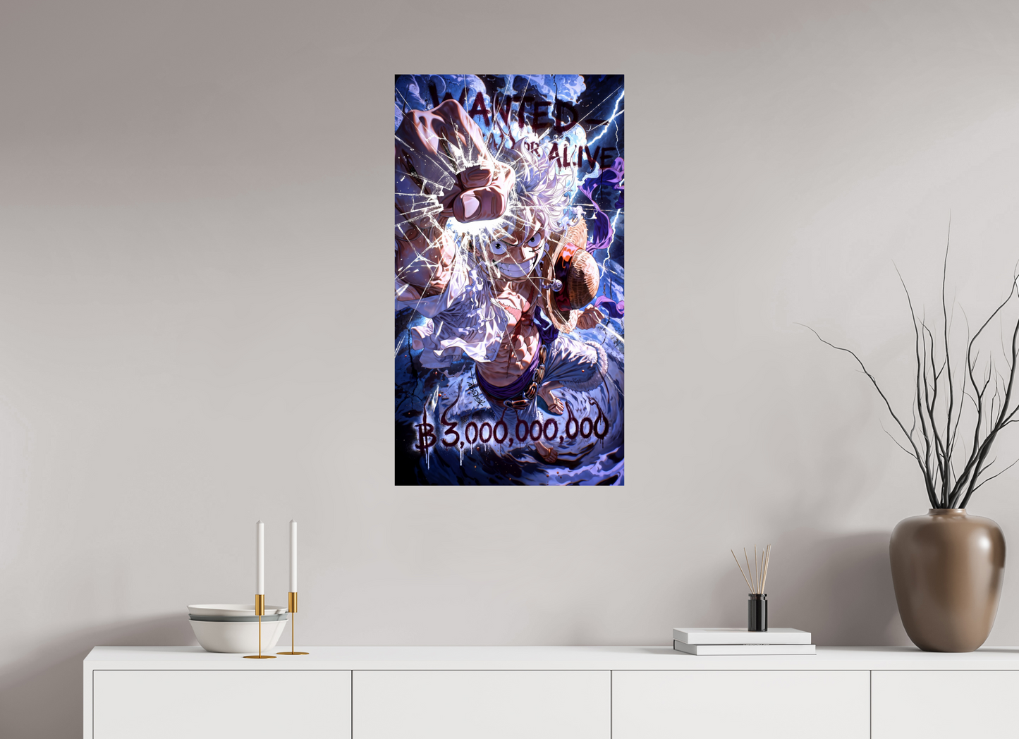 50 x 89,6 cm, PAPER PRINT WANTED - MONKEY D. LUFFY