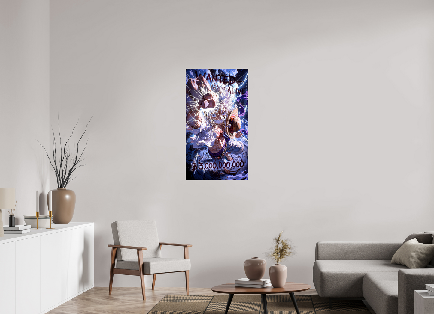 60 x 107,5 cm, PAPER PRINT WANTED - MONKEY D. LUFFY