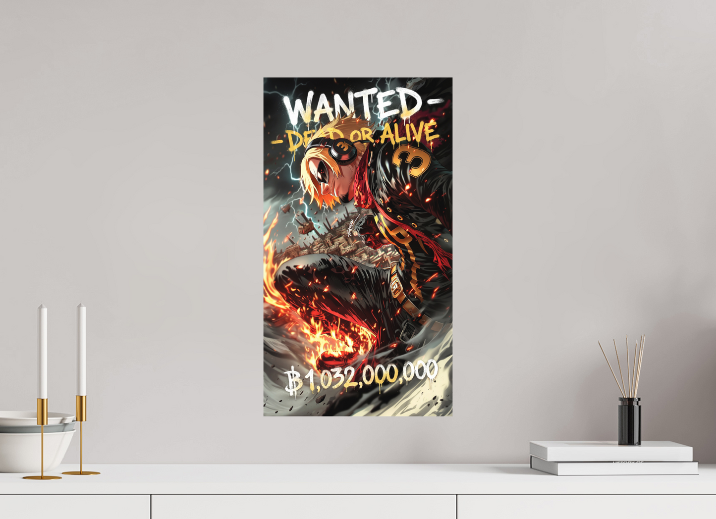 30 x 53,8 cm, METAL PRINT WANTED - VINSMOKE SANJI