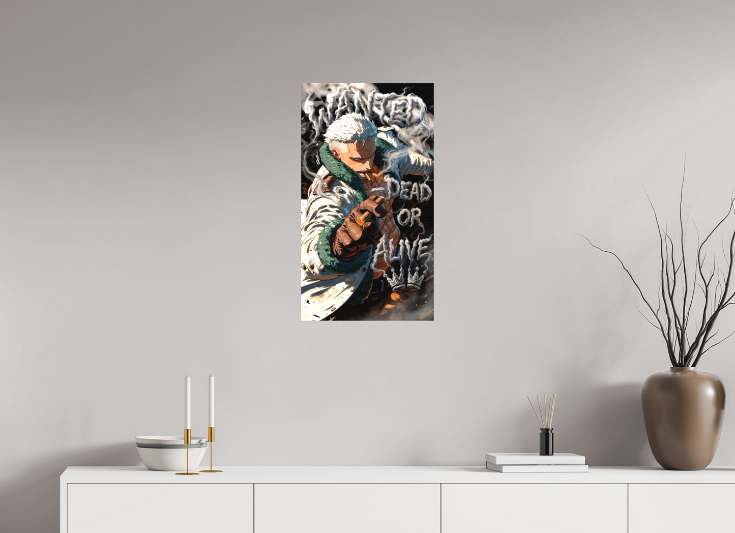 40 x 71,7 cm, METAL PRINT WANTED - SMOKER