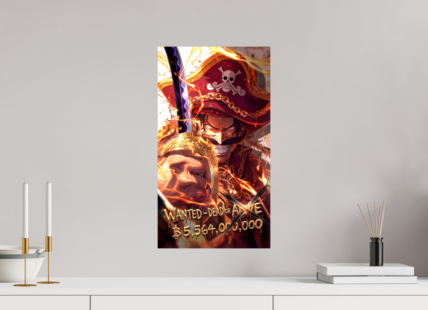 30 x 53,8 cm, PAPER PRINT WANTED - GOL D. ROGER