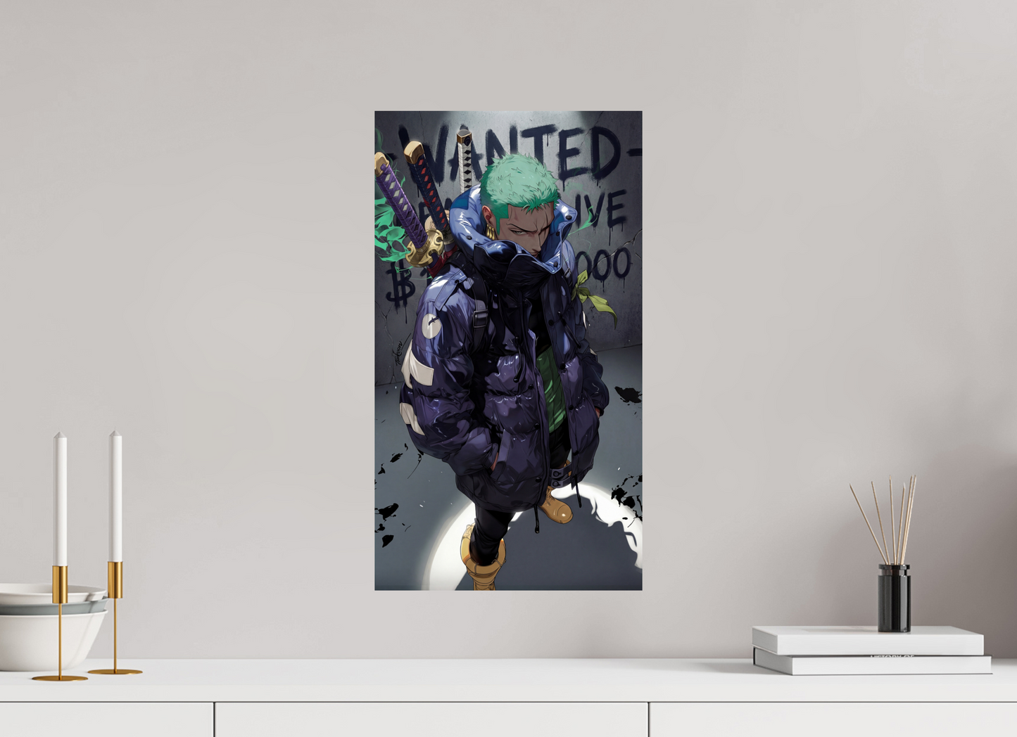 30 x 53,8 cm, PAPER PRINT WANTED - RORONOA ZORO