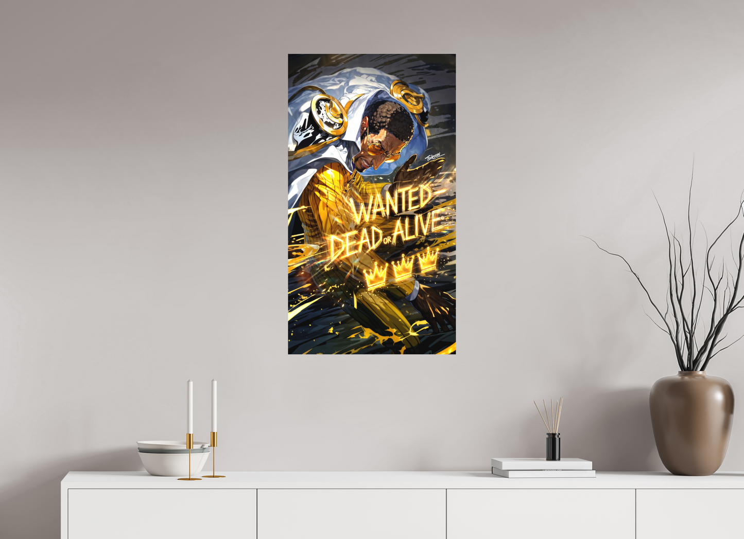 50 x 89,6 cm, METAL PRINT WANTED - BORSALINO 'KIZARU'