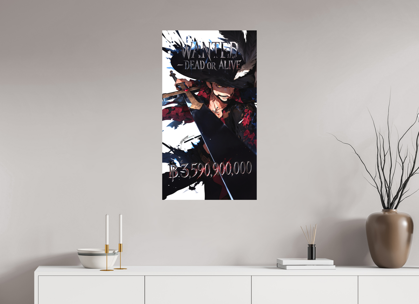 50 x 89,6 cm, METAL PRINT WANTED - DRACULE MIHAWK