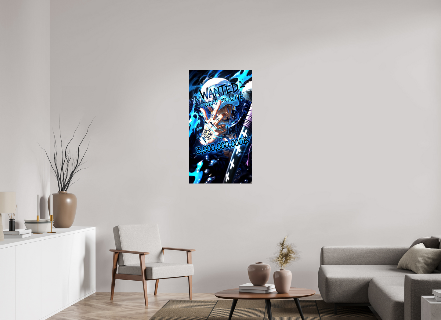 60 x 107,5 cm, PAPER PRINT WANTED - TRAFALGAR D. LAW