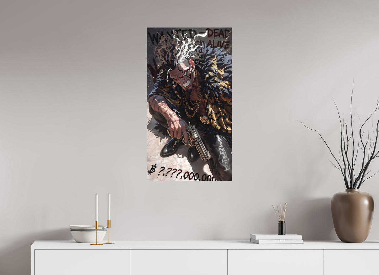 50 x 89,6 cm, METAL PRINT WANTED - ROCK D. XEBEC