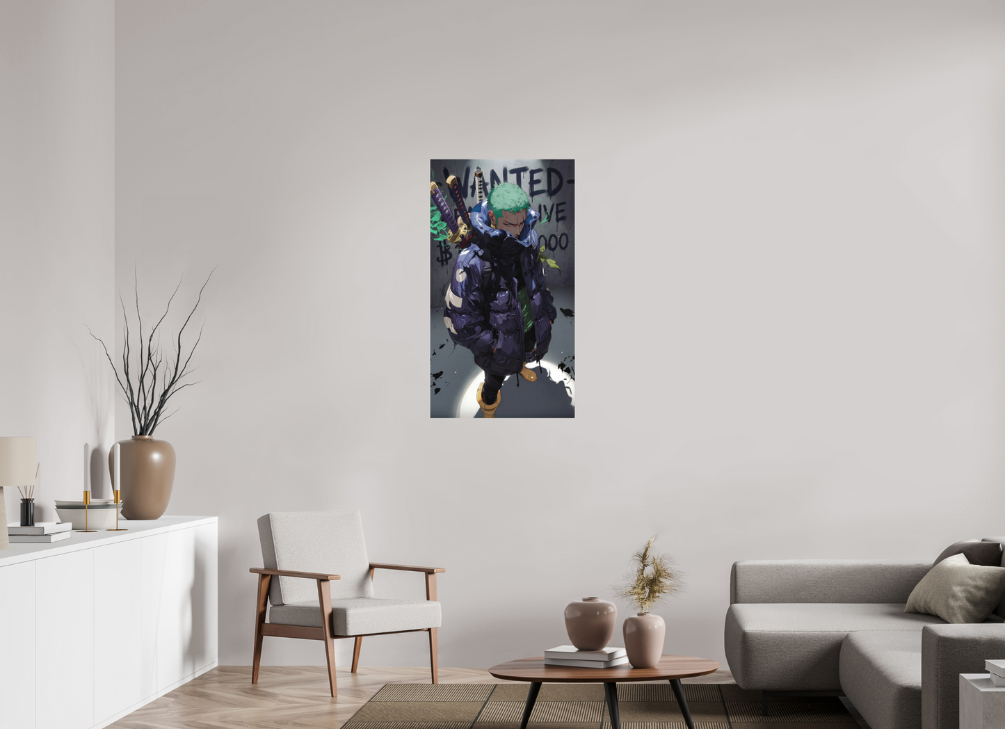 60 x 107,5 cm, METAL PRINT WANTED - RORONOA ZORO