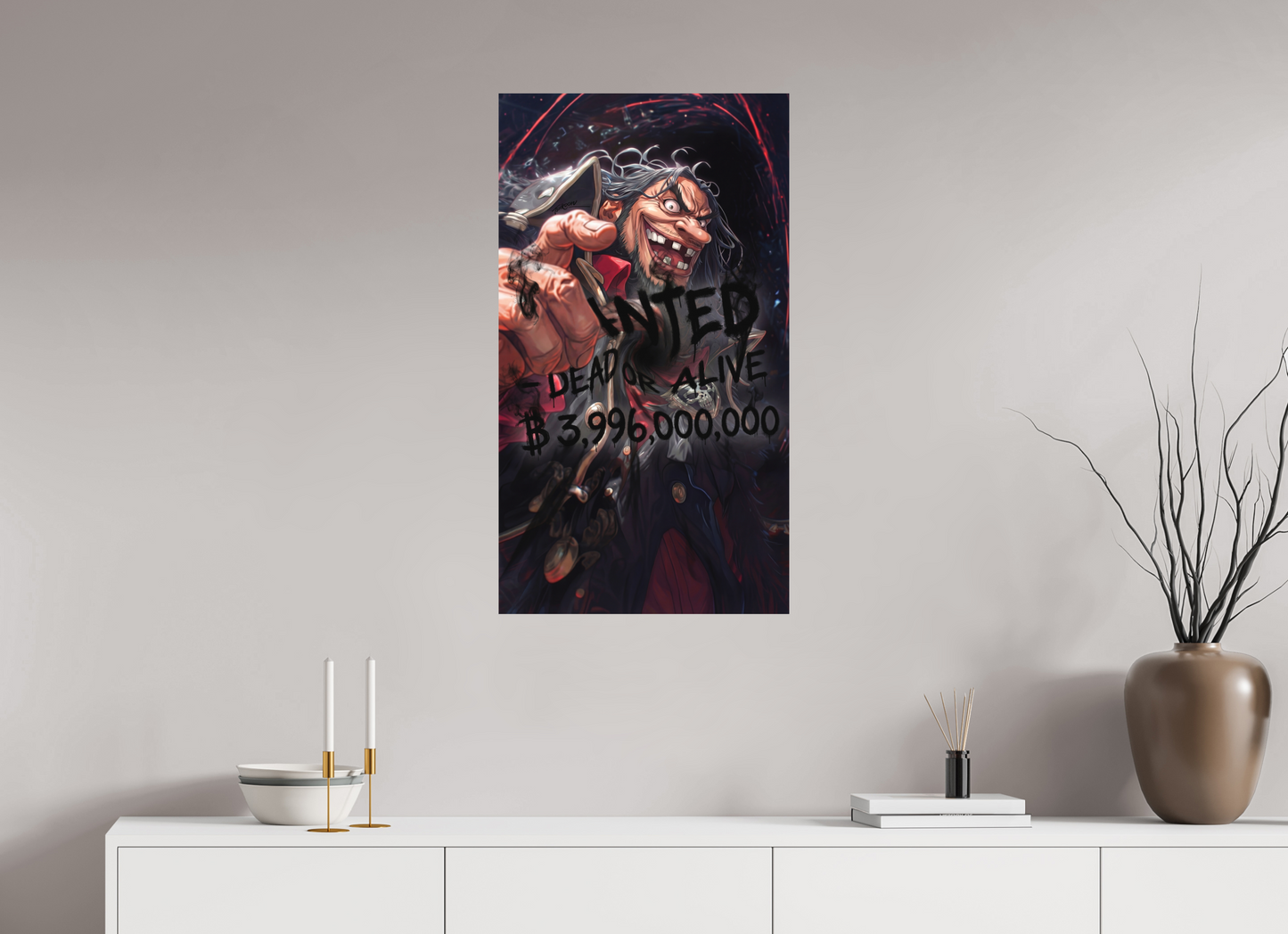 50 x 89,6 cm, METAL PRINT WANTED - BLACKBEARD