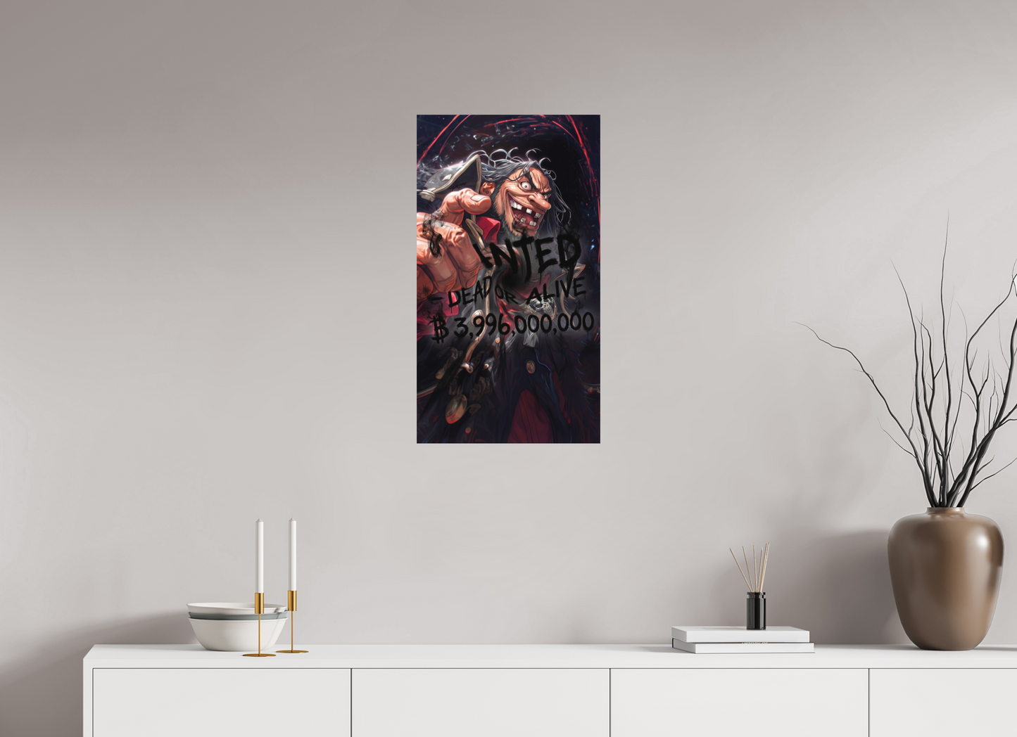 40 x 71,7 cm, METAL PRINT WANTED - BLACKBEARD
