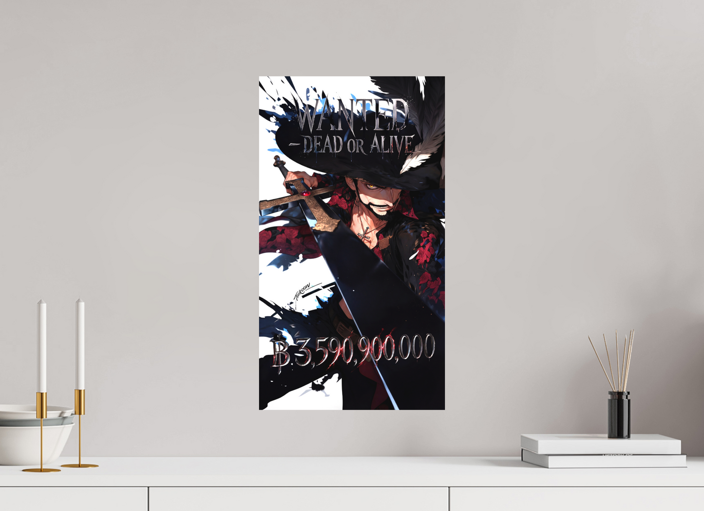30 x 53,8 cm, METAL PRINT WANTED - DRACULE MIHAWK