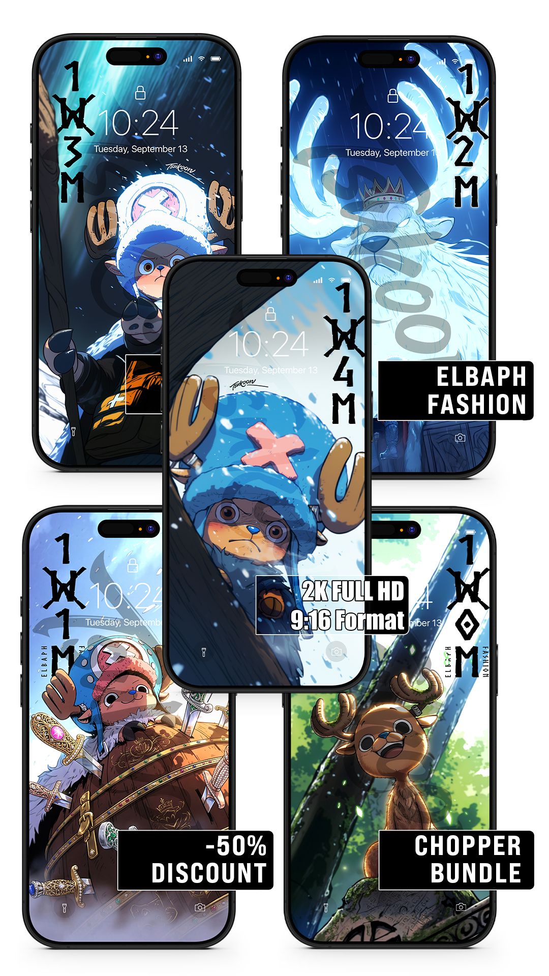 BUNDLE - ELBAPH FASHION - Chopper | One Piece — Pack ×5