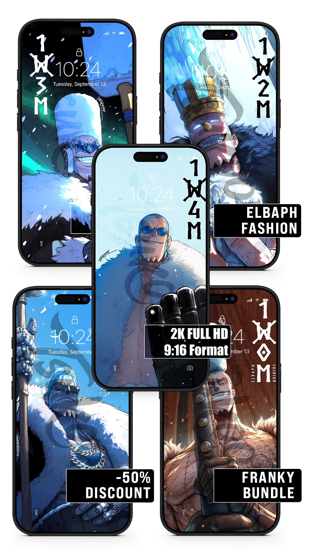 BUNDLE - ELBAPH FASHION - Franky | One Piece — Pack ×5