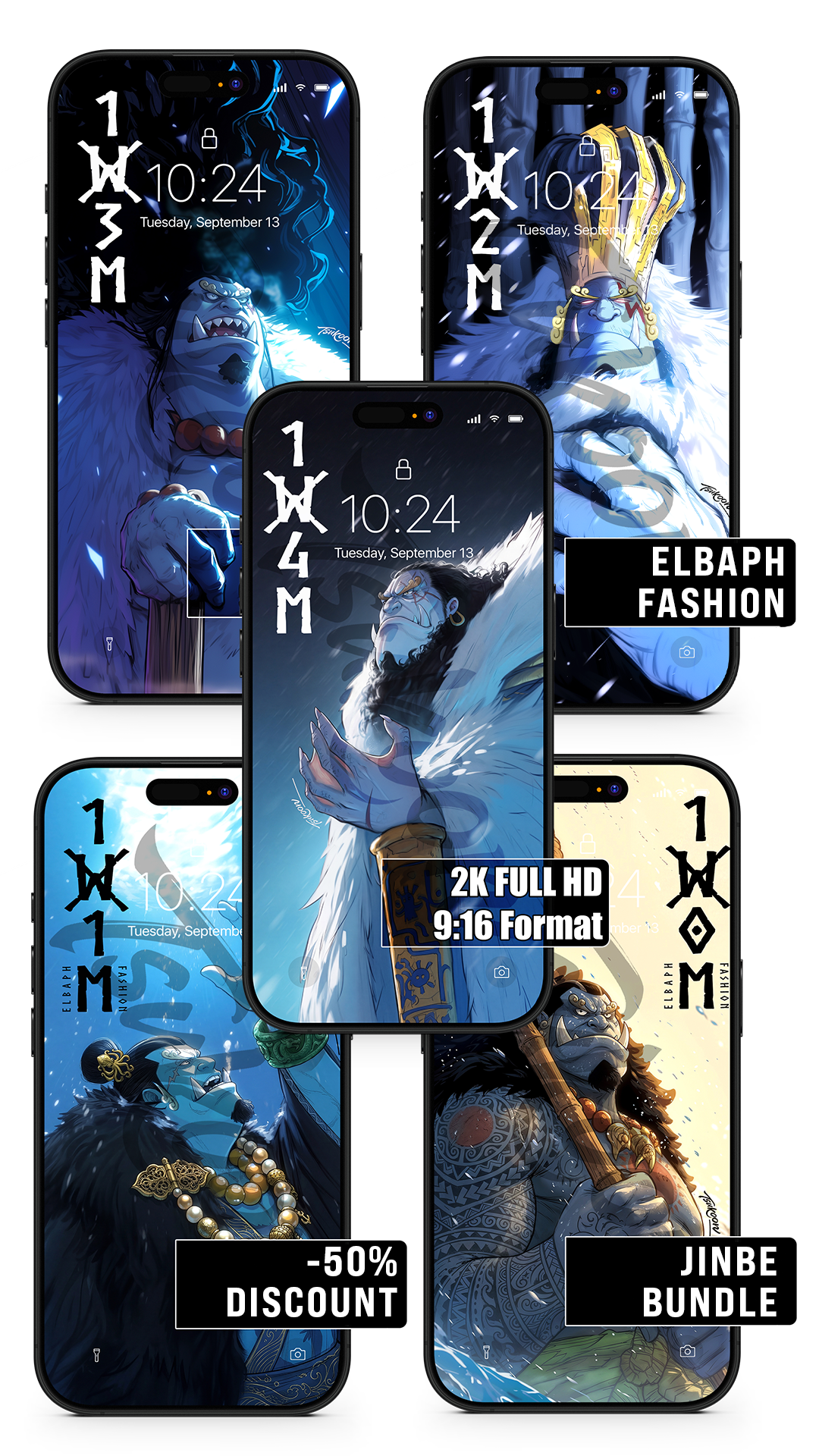 BUNDLE - ELBAPH FASHION - Jinbe | One Piece — Pack ×5