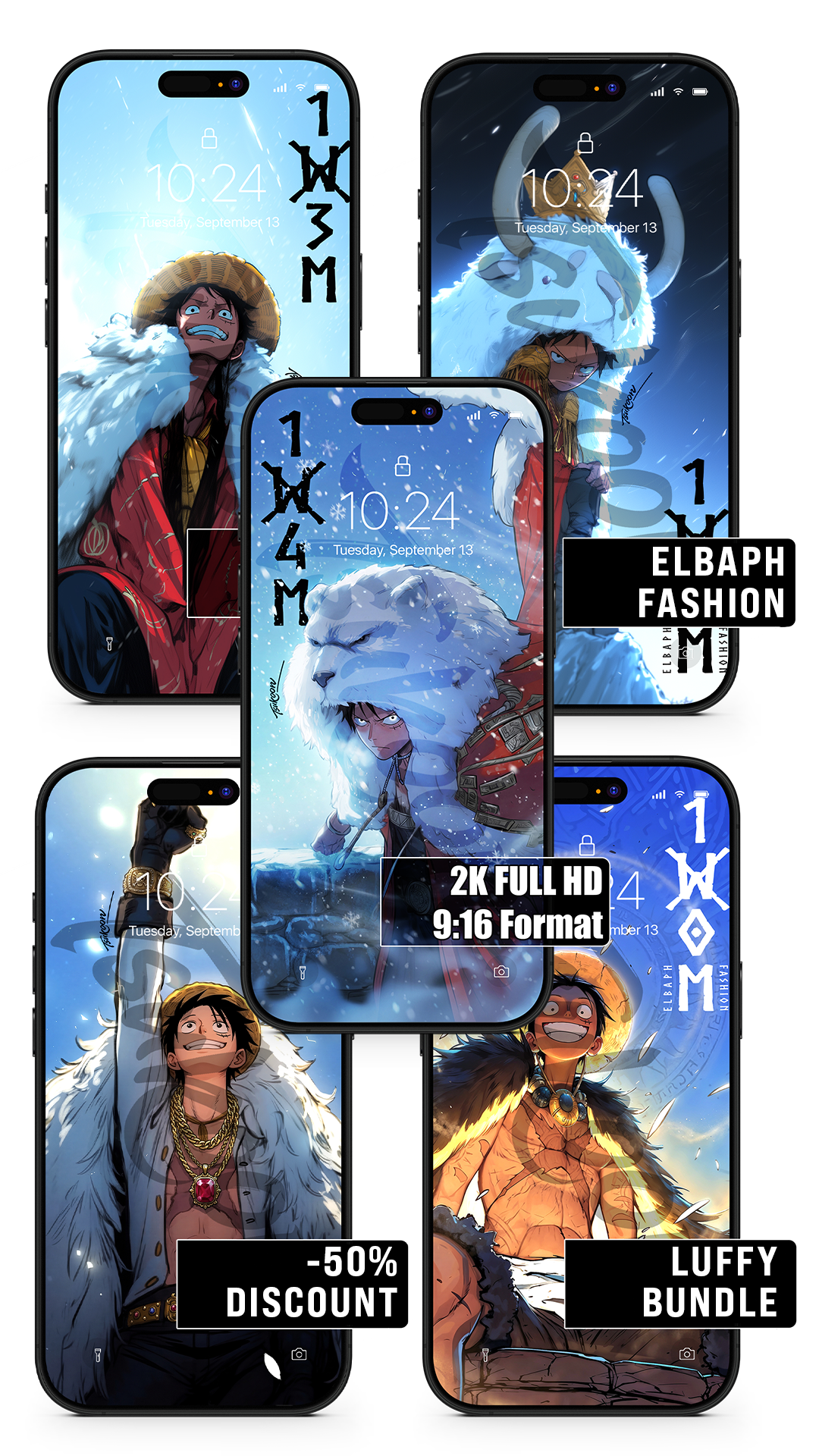 BUNDLE - ELBAPH FASHION - Luffy | One Piece — Pack ×5