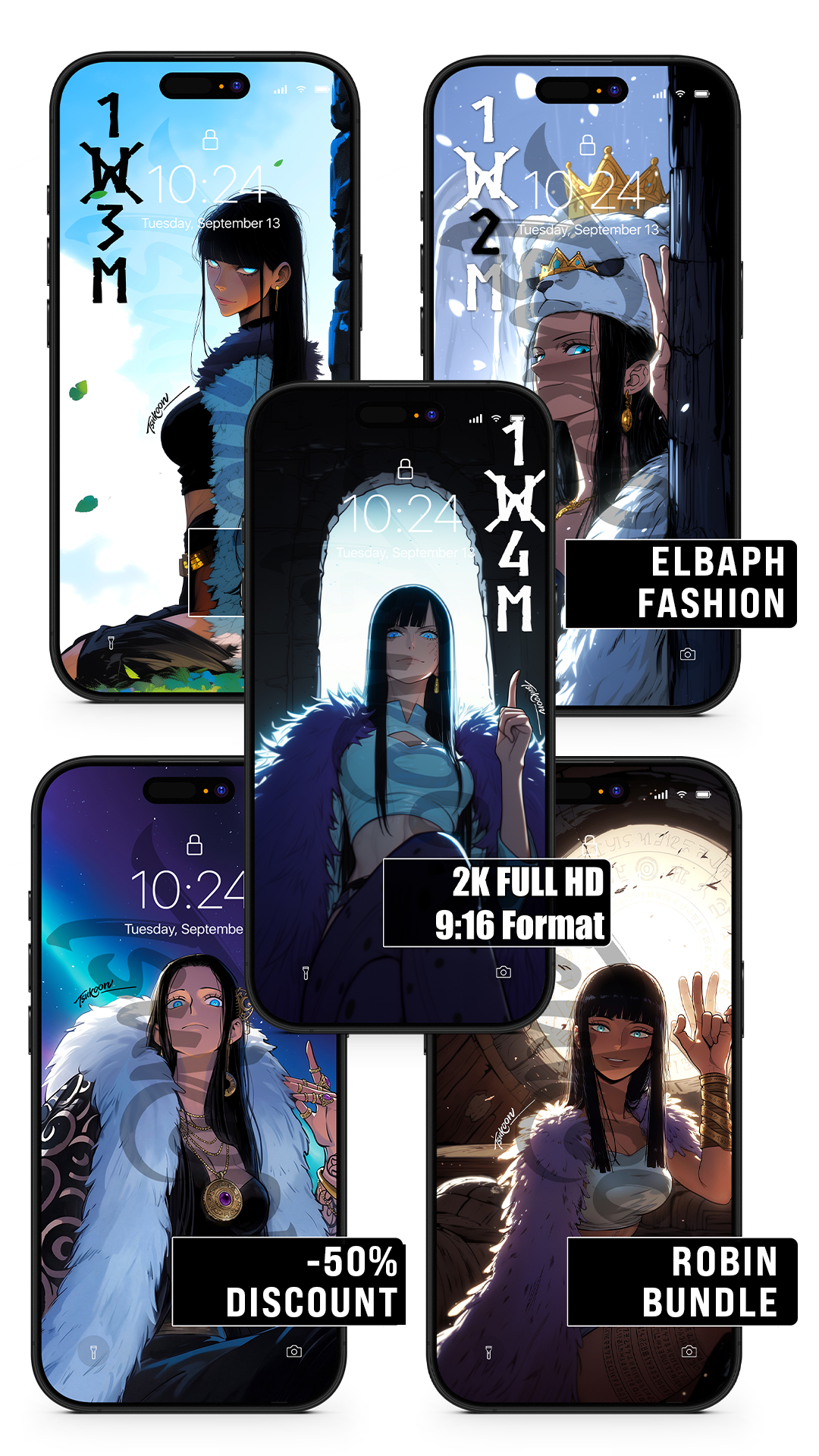 BUNDLE - ELBAPH FASHION - Robin | One Piece — Pack ×5
