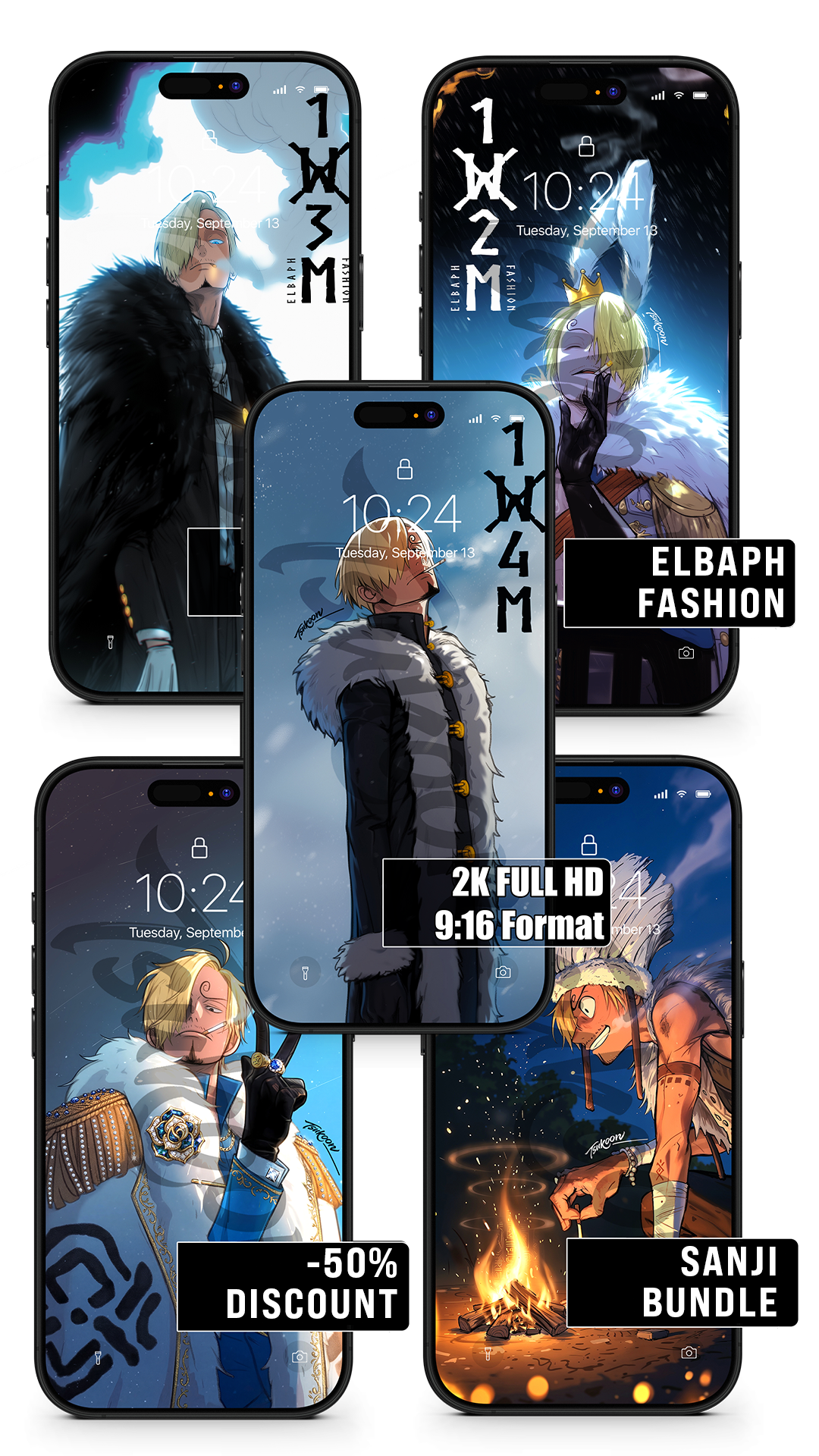 BUNDLE - ELBAPH FASHION - Sanji | One Piece — Pack ×5