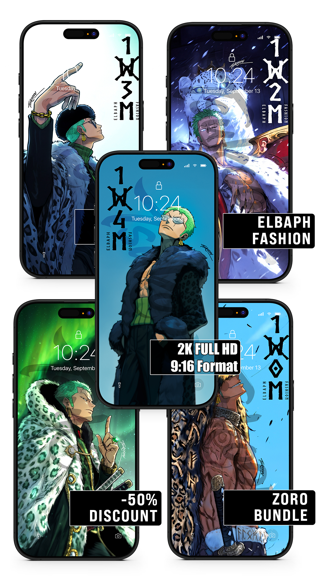 BUNDLE - ELBAPH FASHION - Zoro | One Piece — Pack ×5