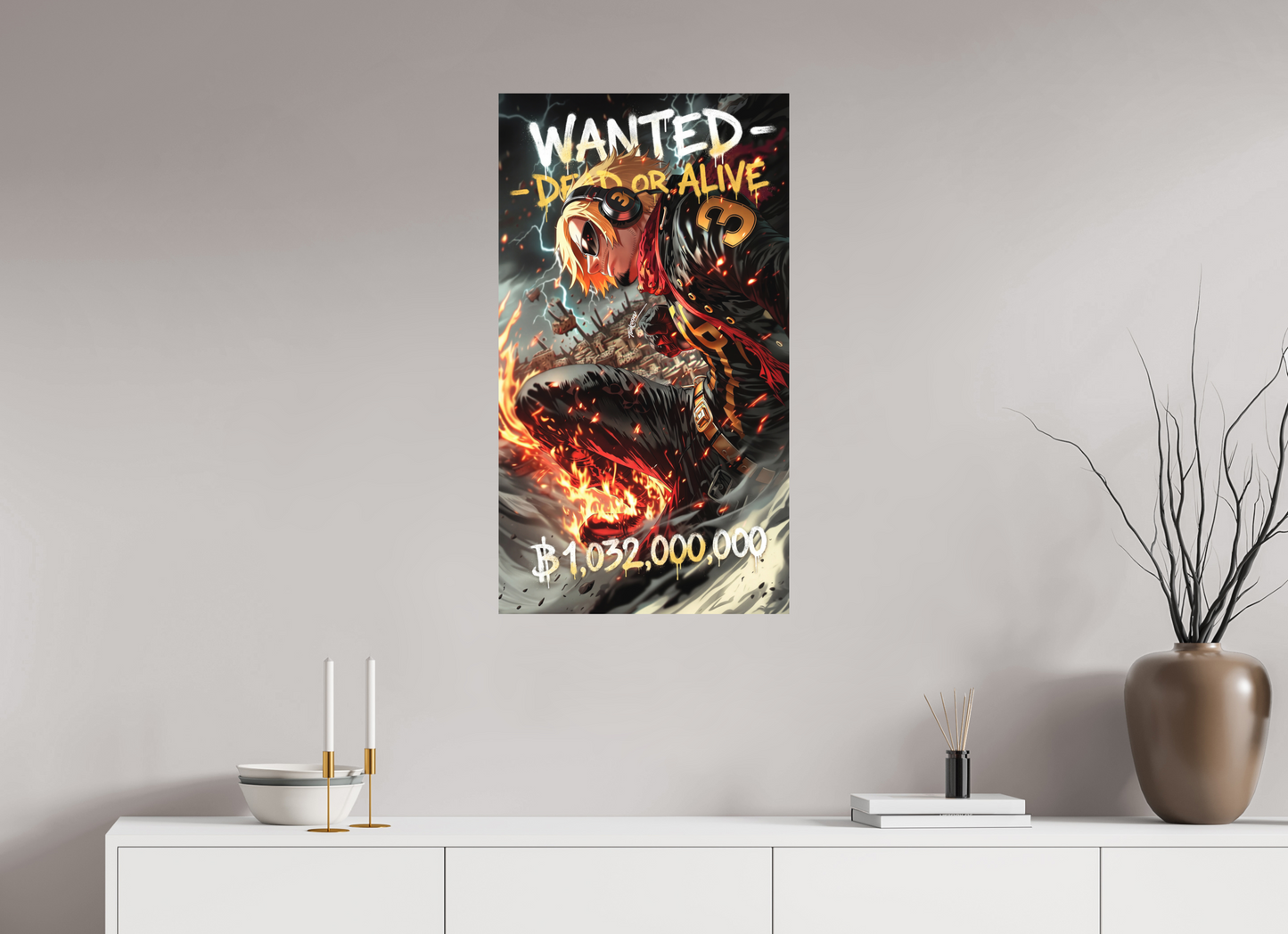 50 x 89,6 cm, METAL PRINT WANTED - VINSMOKE SANJI