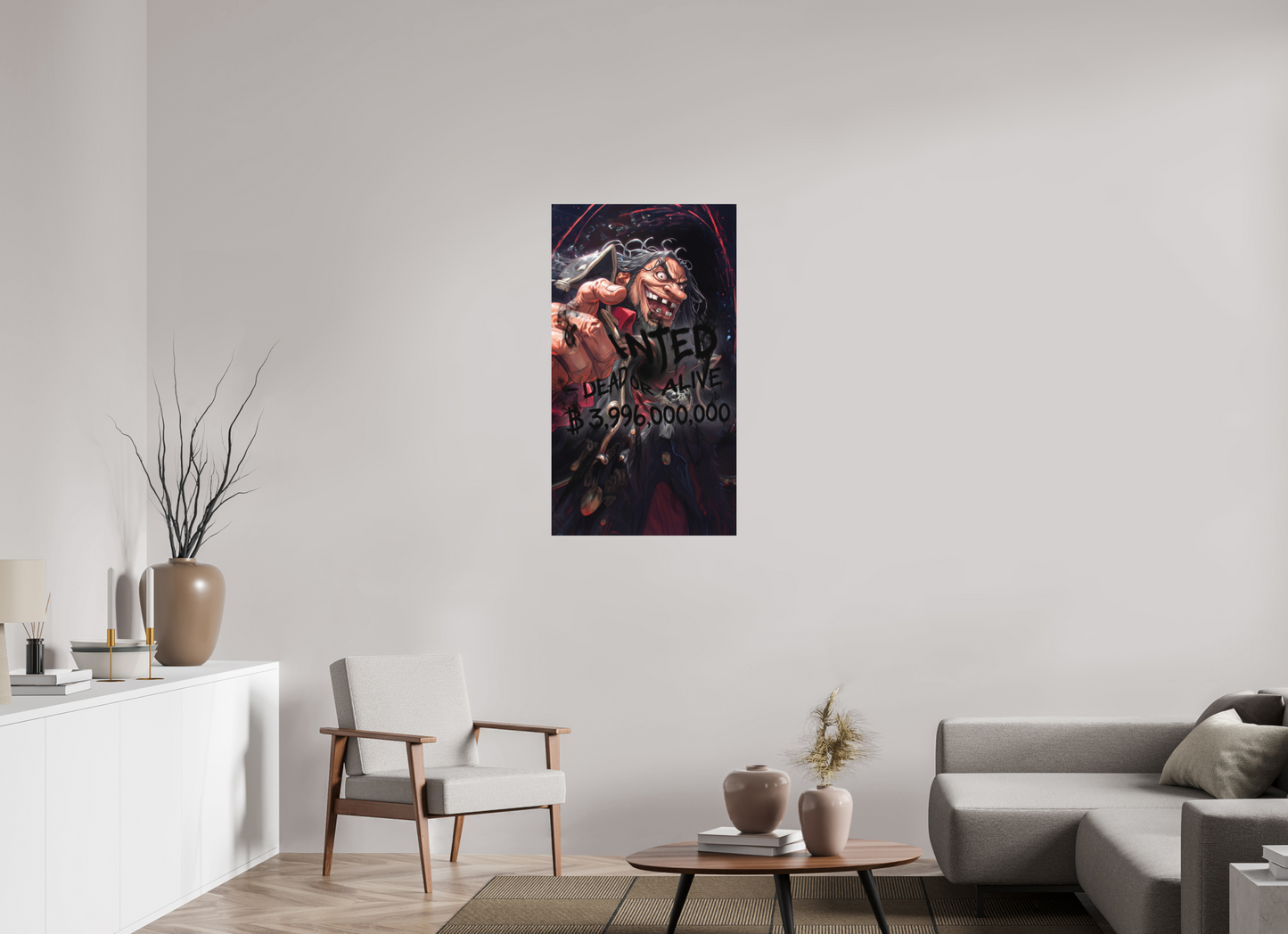 60 x 107,5 cm, METAL PRINT WANTED - BLACKBEARD