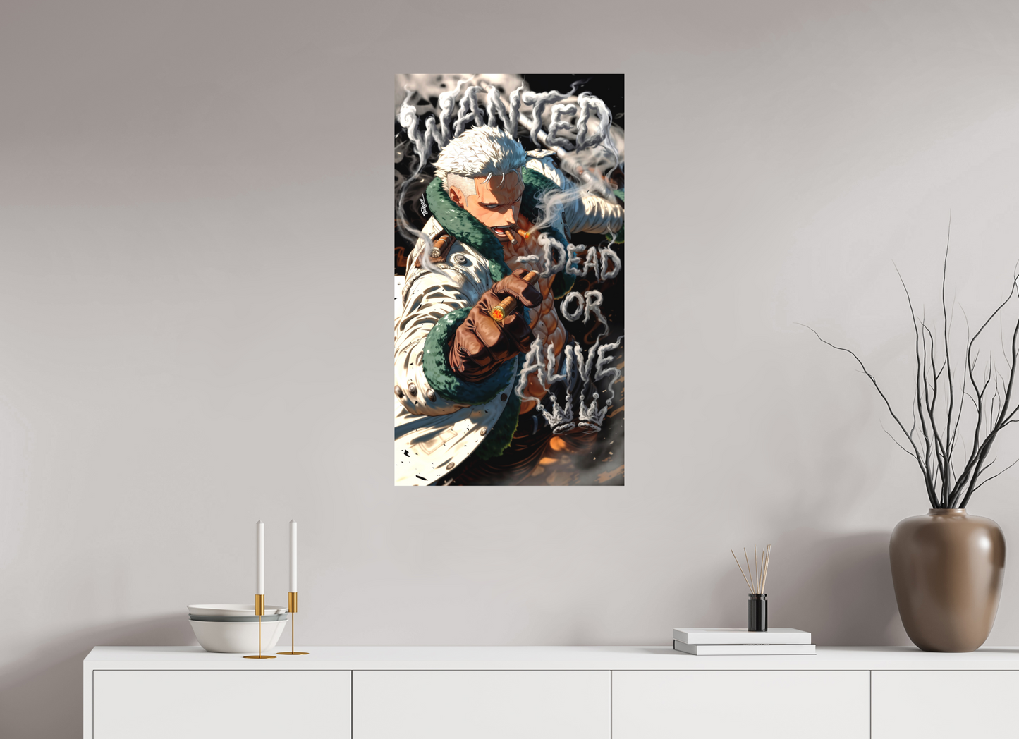 50 x 89,6 cm, METAL PRINT WANTED - SMOKER