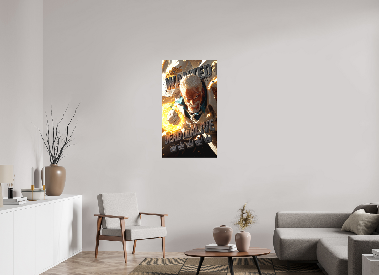 60 x 107,5 cm, METAL PRINT WANTED - MONKEY D. GARP