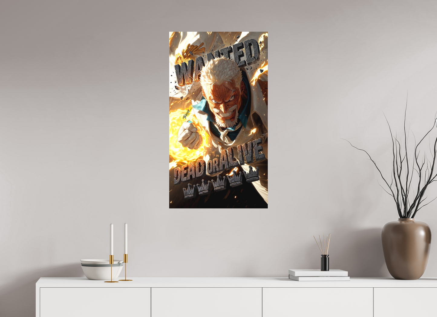 50 x 89,6 cm, METAL PRINT WANTED - MONKEY D. GARP