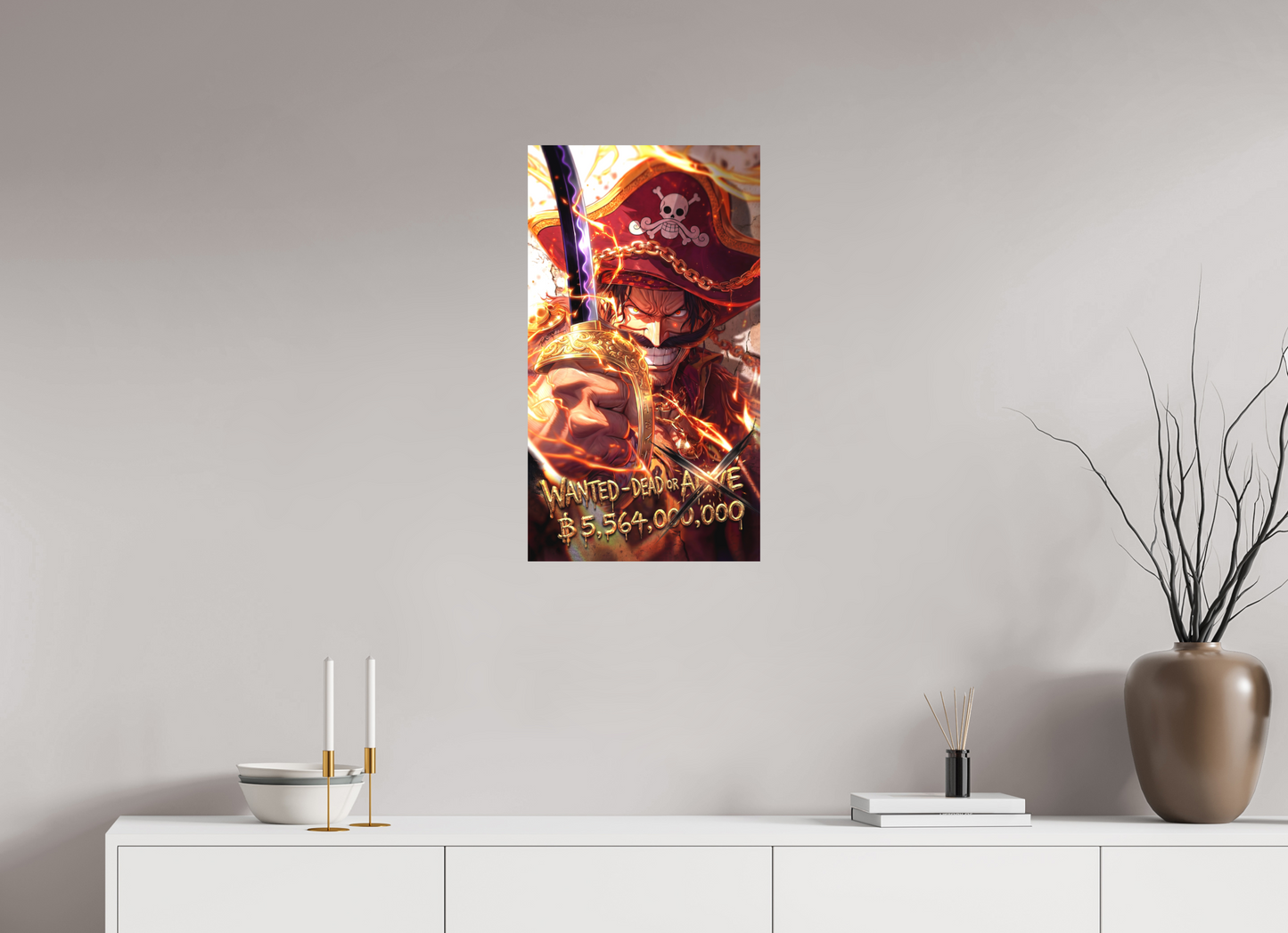 40 x 71,7 cm, METAL PRINT WANTED - GOL D. ROGER
