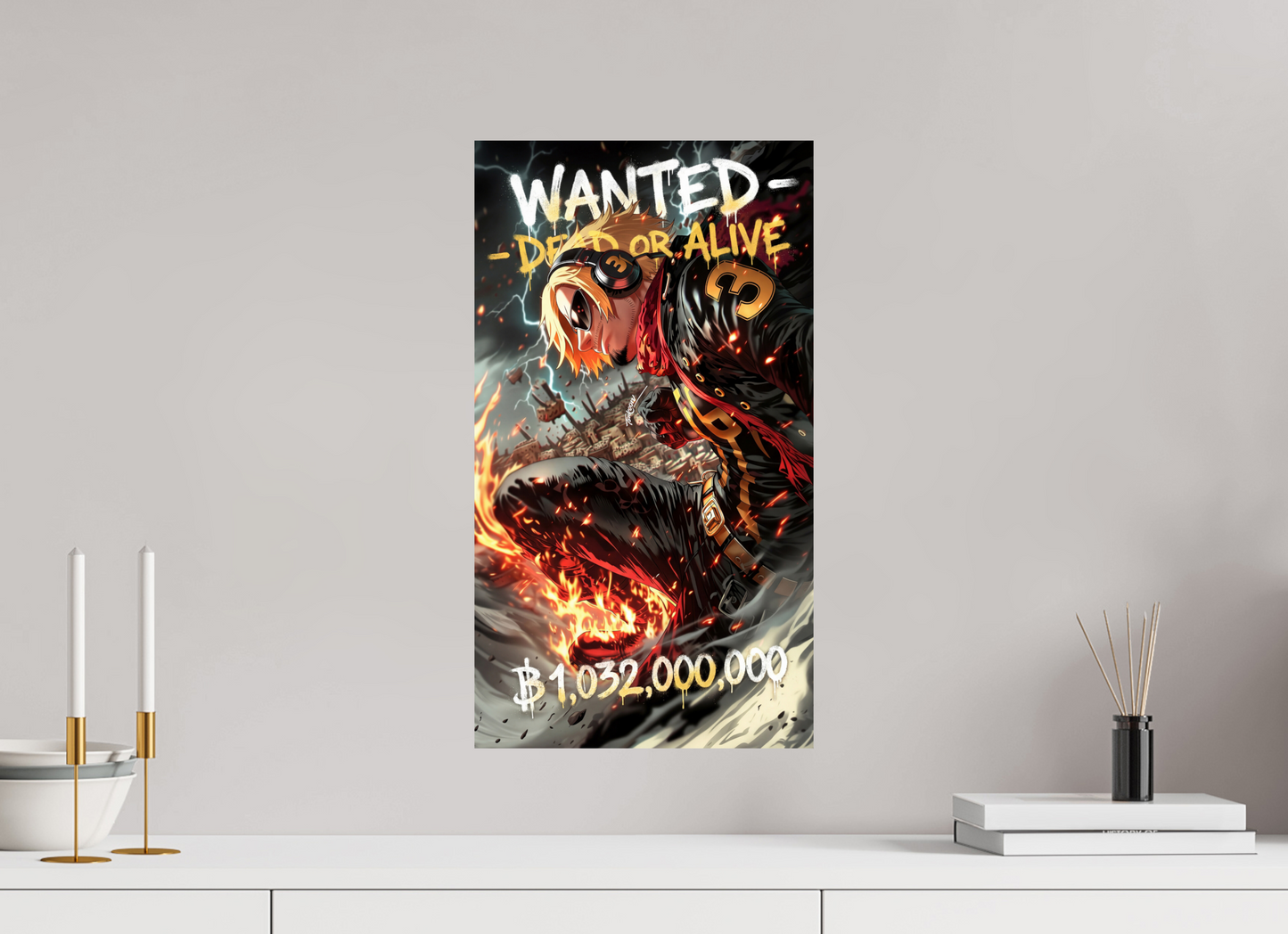 30 x 53,8 cm, PAPER PRINT WANTED - VINSMOKE SANJI