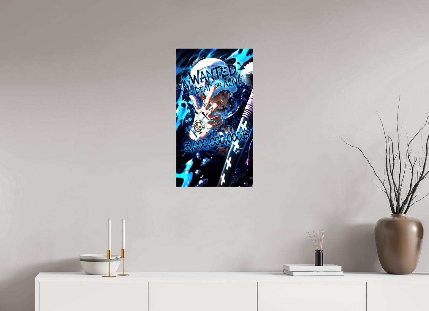 40 x 71,7 cm, PAPER PRINT WANTED - TRAFALGAR D. LAW